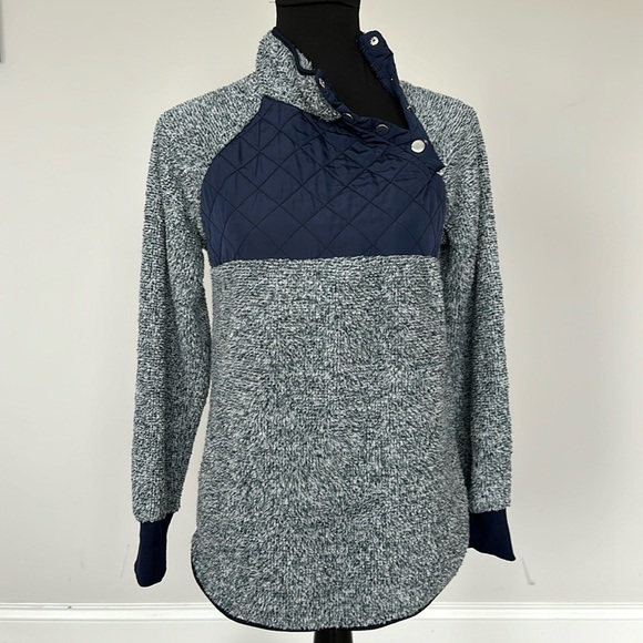 Navy Asymetrical Fleece Pullover Sz SM - Picture 1 of 5